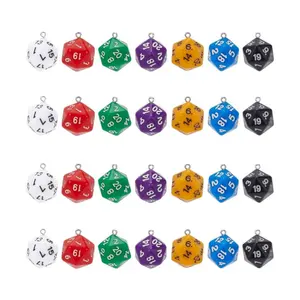 Colors Dice Polyhedral Polyhedral Dice Charms Bulk 20-Sided Faceted Game Dice Colorful Small Resin Charms
