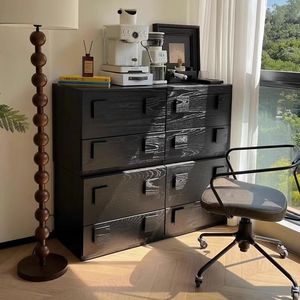 Wooden Modular <b>Sideboard</b> Living Room Cabinet Dark Antique Color Multi Functional <b>Storage</b> Unit - Product Image 4