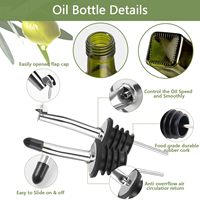 U Chef Ensemble de distributeurs réutilisables pour huile d'olive et vinaigre, bouteilles en verre, becs verseurs en acier inoxydable, 4 étiquettes, brosse, entonnoir (bouteille pulvérisatrice d'huile)
