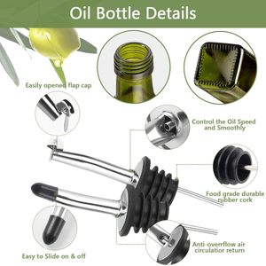 U Chef Ensemble de distributeurs réutilisables pour <span class=keywords><strong>huile</strong></span> <span class=keywords><strong>d</strong></span>'<span class=keywords><strong>olive</strong></span> et vinaigre, bouteilles en verre, becs verseurs en acier inoxydable, 4 étiquettes, brosse, entonnoir (bouteille pulvérisatrice <span class=keywords><strong>d</strong></span>'<span class=keywords><strong>huile</strong></span>) - Product Image 4