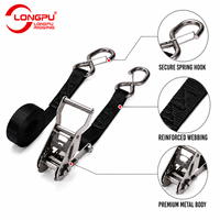 Sangle d'arrimage à cliquet avec poignée ergonomique, crochet double-J, résistante à la rouille, qualité marine, 27 mm, 800 kg, sangle en PES, certifiée TUV