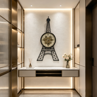 Horloge murale décorative vintage silencieuse sans tic-tac, grande taille, à quartz analogique, à piles, 3D, style steampunk, avec engrenages apparents, thème Tour Eiffel noire