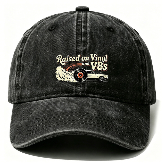Vintage Motorcycle Print Washed Baseball Cap, Distressed Breathable Outdoor Sun Hat