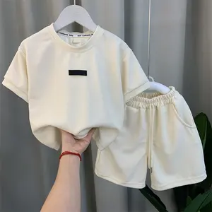 Fashion Designer Luxury oversize Waffle Cotton T Shirt Shorts Summer Clothing Set Kids Boy Girl Outfits