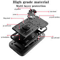 Étui de téléphone hybride avec porte-cartes et béquille pour iPhone 17 Pro, protection de l'objectif de l'appareil photo, compatible iPhone 17, 16, 15, 14, 13