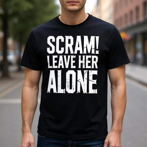 T-shirt Scram Leave Her Alone Distressed Humor - Product Image 3