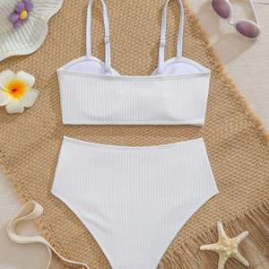 Traje de Baño de Dos Piezas para Niñas, Suave y Elástico, con Decoración de Estrella de Mar, Ideal para Playa, Natación y Deportes Acuáticos - Product Image 4