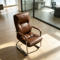Chaise de bureau élégante à dossier haut pour PDG, chaise de direction, chaise de bureau pour bureau de PDG, moderne, grise, rembourrée, base en forme de traîneau, mobilier de conférence