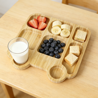 Assiette de service en bambou écologique en forme de bus avec logo personnalisé Natural House pour enfants, bébés et tout-petits