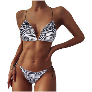 Halter Lace-up Bikini Sexy Swimsuit Strap Three-Point With Chest Pad Swimsuit Outfit Multi-Color Adjustable - Product Image 4