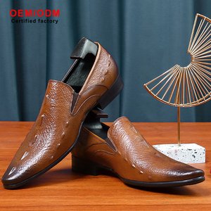 OEM Custom-made Cowhide Animal Print Pointed Toe Men's Slip-on Loafers Waterproof Breathable Anti-Slippery Office & Career <b>Shoes</b> - Product Image 2