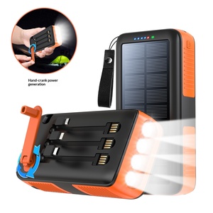Private Mold Hand-Cranked Solar Power Bank Plastic 12W 63200 Milliampere Built-In Cable 4 LED Lights CE/