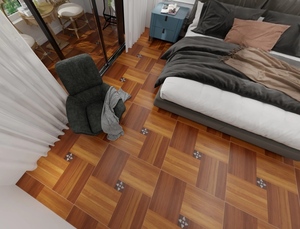 Carreaux de porcelaine rouges modernes style <span class=keywords><strong>parquet</strong></span>, motif puzzle artistique Versailles, 800x800mm, épaisseur 10mm, <span class=keywords><strong>pour</strong></span> revêtement de sol de <span class=keywords><strong>salon</strong></span>, villa, hôtel - Product Image 6