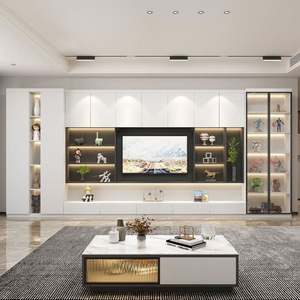 Mueble de TV Moderno de Madera con LED, Mueble de Pared para Sala de Estar, Centro de Entretenimiento Flotante de Lujo para Pantallas Planas - Product Image 2