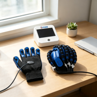 Exosquelette robotique pour les doigts, pour la physiothérapie et l'entraînement de la main, avec programmes sélectionnables et ajustables, et tailles personnalisables.