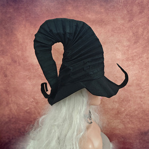 Chapeau de sorcière noir plissé taille unique pour fête costumée d'Halloween - Product Image 4