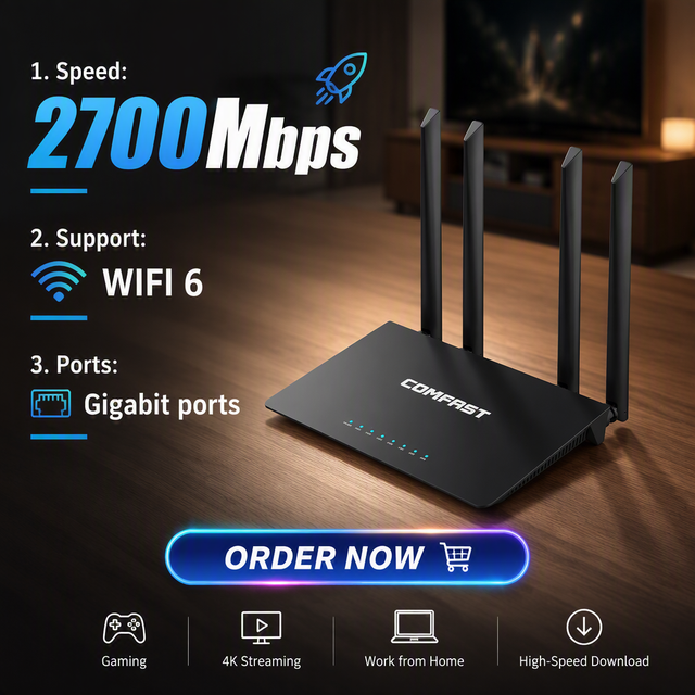COMFAST WiFi 6 Dual-Band Gigabit Wireless 5G Router for Home Office Business Wifi Router