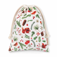 Pochette en toile de coton imprimée pleine surface de luxe avec cordon de serrage pour cadeaux, cosmétiques, bijoux, maquillage, emballage personnalisé avec logo imprimé, anti-poussière