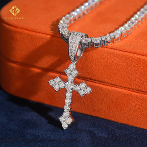 ZUANFA JEWELRY Silver Rhodium Plated Cross Pendant With Lab Grown Diamonds Religious Style Unisex Charm With IGI Unisex Pendant - Product Image 1