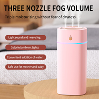 Nouveauté : Mini humidificateur d'air USB de bureau à trois jets de 600 ml, grande capacité, silencieux, humidificateur ultrasonique diffuseur