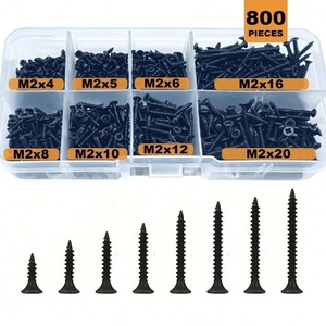 800pcs <b>Black</b> Cross Countersunk Head Flat Head <b>Self</b> <b>Tapping</b> <b>Screw</b> Combination Carbon Steel <b>Black</b> Phillips Mini <b>Screw</b> M2 - Product Image 2