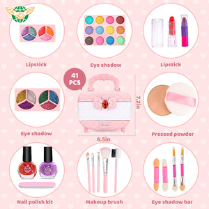 Kit di giocattoli per il <span class=keywords><strong>trucco</strong></span> della ragazza per ragazze Set di <span class=keywords><strong>trucco</strong></span> lavabile giocattolo con custodia cosmetica reale per bambina finta di giocare al <span class=keywords><strong>trucco</strong></span> - Product Image 5