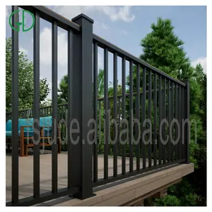 GD Aluminium Balkon Pagar untuk Eksterior Paduan Hitam Dekoratif Sistem Kaca Beranda Bubuk Dilapisi Turki Aluminium Pagar Harga
