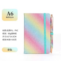 Carnet de notes créatif avec sangle scintillante, carnet de notes exquis pour étudiants A5 A6 avec paillettes de diamant et stylos scintillants
