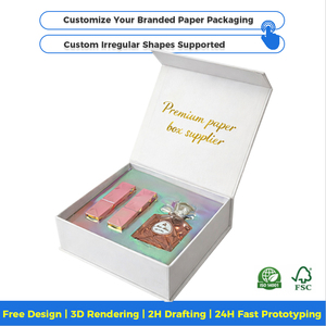 กล่องของขวัญพับได้แบบพรีเมียม OEM ผลิตจากกระดาษเคลือบด้านพิมพ์ลายทองคำ  วัสดุรีไซเคิลสำหรับเครื่องสำอาง - Product Image 3