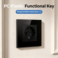 Prise murale UBARO norme européenne 16A en verre trempé ABS 86mm, prise électrique Schuko 3500W, anti-effraction IP20, pour maison et bureau, blanche
