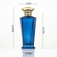 Nouvelle conception de flacon de parfum en verre à col cranté de forme unique, 100 ml, ambre bleu, flacon de parfum vide avec vaporisateur à fine brume