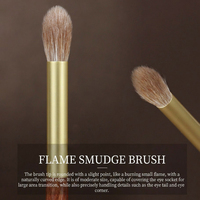 Pinceau de Maquillage Professionnel de Luxe à Tête Ronde en Poils Naturels pour Estomper les Ombres et Contourner les Yeux