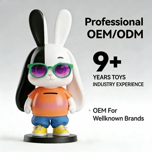 Figurines d'<span class=keywords><strong>action</strong></span> personnalisées en PVC, <span class=keywords><strong>tirelire</strong></span> lapin bicolore, design de figurine de dessin animé, figurines d'<span class=keywords><strong>action</strong></span> tendance, mascotte IP d'entreprise OEM - Product Image 1