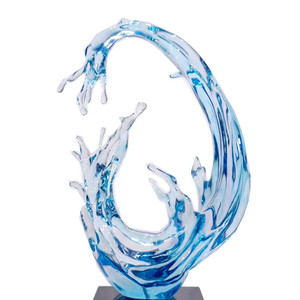 Sculpture en résine artistique de luxe faite à la main, écologique, en polyrésine transparente, design abstrait pour la décoration intérieure, légère et imperméable - Product Image 1