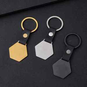 Porte-clés DIY en acier inoxydable vierge, forme irrégulière, finition brossée, pour impression UV, personnalisable, cadeau promotionnel tendance - Product Image 5