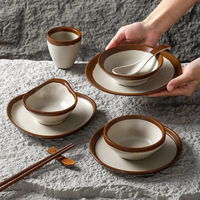 Assiettes à fondue chinoises en mélamine peintes à la main, motif uni, design minimaliste, vaisselle commerciale pour restaurants