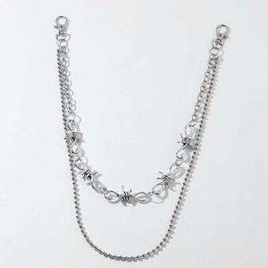 Chaîne de taille Hip Hop Punk Metal à pointes en alliage de zinc unisexe, chaîne de corps décontractée à double anneau blanc K - Product Image 4