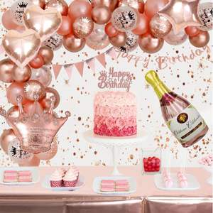 Set <span class=keywords><strong>de</strong></span> Decoración <span class=keywords><strong>para</strong></span> Fiesta <span class=keywords><strong>de</strong></span> <span class=keywords><strong>Cumpleaños</strong></span> <span class=keywords><strong>de</strong></span> Mujeres/Niñas con Globos Rosa Oro, Mantel, Pancarta <span class=keywords><strong>de</strong></span> Feliz <span class=keywords><strong>Cumpleaños</strong></span> y Globo <span class=keywords><strong>de</strong></span> Champán - Product Image 6