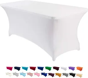 Danlouistex Hot Sale 6FT Spandex Table Cover Rectangular Stretch Spandex Tablecloth (White,6FT)
