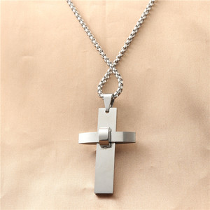 Men's Stainless Steel <b>Cross</b> Pendant Necklace Geometric Design Punk Style 12067 - Product Image 2