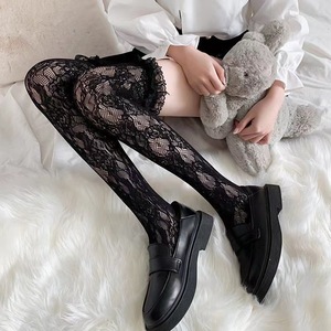 Women's Mid Calf Socks White Lace Trim Over The Knee Thin High Top Summer Jk Style Breathable Anti Slip Cotton - Product Image 2