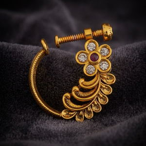 Bijoux de mariage élégants pour femme Antique Nath 177819 avec zircone cubique en forme de fleur et sertissage à griffes en alliage de zinc - Product Image 3