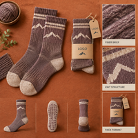 Chaussettes d'extérieur en laine mérinos et fibre écologique, couleur prune taupe, en laine et nylon, tricotées avec contrôle de la maille, talon et bout renforcés, entretien facile, taille personnalisée