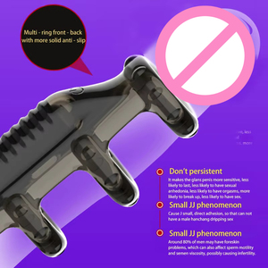 Anillo de Restricción para el Prepucio Antideslizante y Vibrador 100% Impermeable, Funda de Bloqueo de Resonancia para Parejas, Producto para <span class=keywords><strong>Adultos</strong></span> para el Pene Masculino - Product Image 2