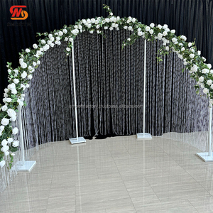 Décor de scène de fête d'événements de mariage lisse arc semi-circulaire support de toile de fond blanc avec rideau de perles - Product Image 2