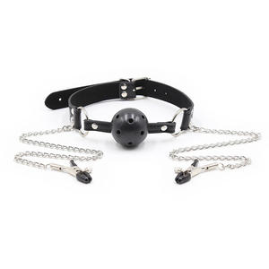 BDSM - Mordaza de Bola Ajustable con Correa de PVC, Mordaza Negra Transpirable para la Boca, Juguete de Bondage para Adultos, Juego de Roles Dominante y Súbdito para Parejas - Product Image 2