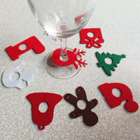 Breloques de Noël en feutre pour verres à vin, marqueurs de boissons réutilisables avec carte de notes, décoration intérieure, cadeaux de fête et essentiels de vacances