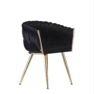 Chaise de salle à manger de luxe à pieds dorés, best-seller, pour la maison, restaurant, design moderne, tissu en velours, bois massif, matériau métallique, salon - Product Image 1