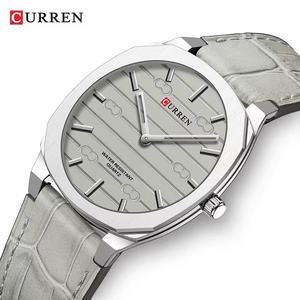 CURREN <span class=keywords><strong>Montre</strong></span> à quartz minimaliste à la main sans seconde pour hommes, montres-bracelets à la mode minces et légères avec <span class=keywords><strong>bracelet</strong></span> en cuir 8480 - Product Image 1