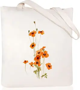Individuelle recycelbare wiederverwendbare einfache Baumwoll-Einkaufstasche Canvas-Einkaufstasche mit individuell bedrucktem Logo Einkaufstaschen